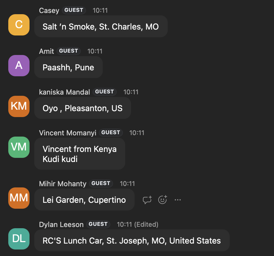 Class chat — live session recommendations