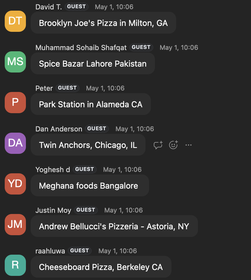 Class chat — May 1 session recommendations